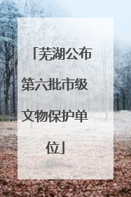 芜湖公布第六批市级文物保护单位